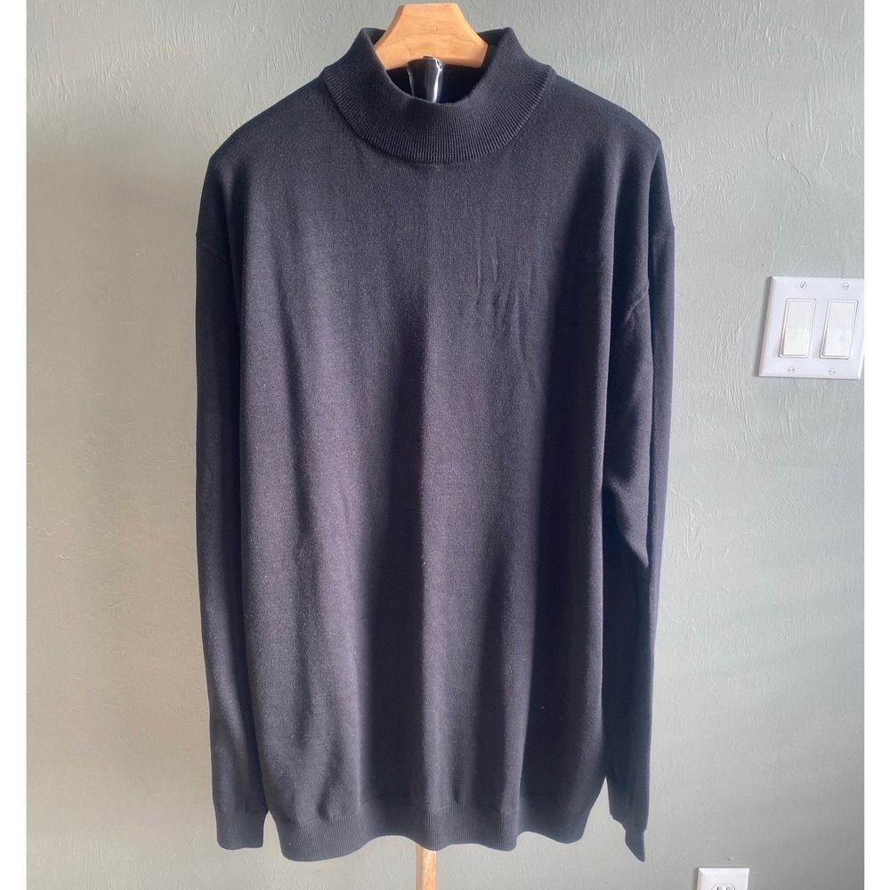Enro Mens Mock Neck Sweater Black Cotton Modal Knit Long Sleeve 2XLT Big & Tall‎